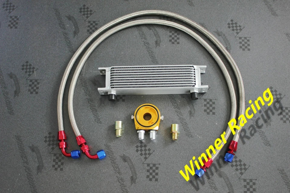 50mm 10 Row AN-8/AN8 engine transmission oil cooler hose+ filter relocation kits - Image 2 of 2