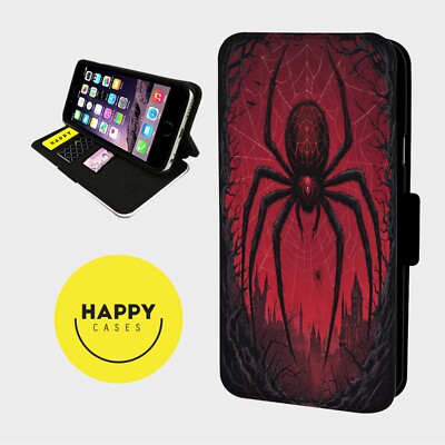 BEDROHLICHE ROTE SPINNE FANTASY - Kunstleder Klapp Handy Hülle Cover - iPhone/Samsung
