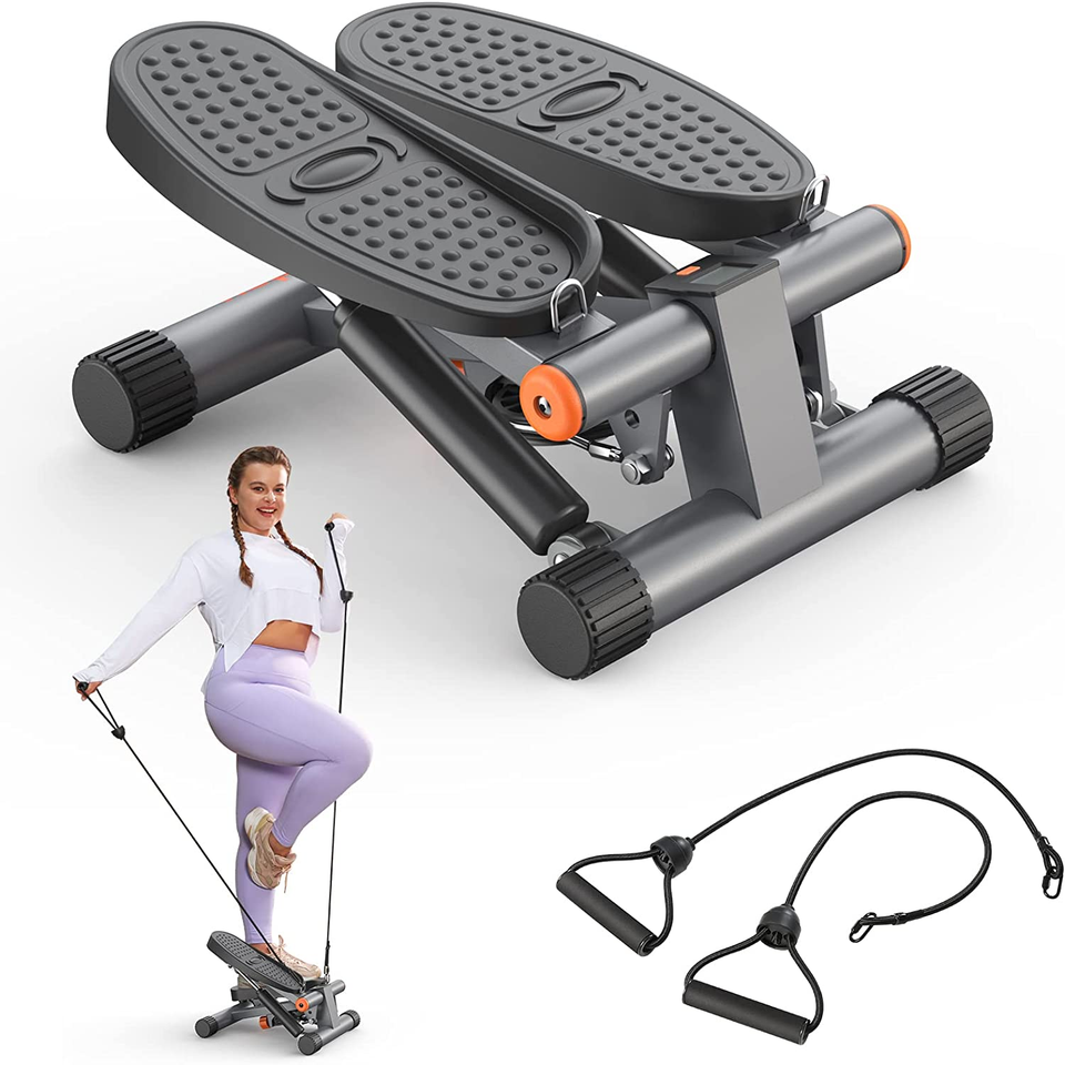 Steppers pour l'exercice à la maison, mini stepper avec bandes de résistance, marche d'escalier avec capacité de charge de 136 kg, machines de fitness avec moniteur LCD