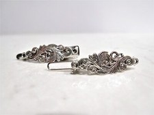 Small tiny silver metal filigree hair pin alligator clip barrette for fine thin