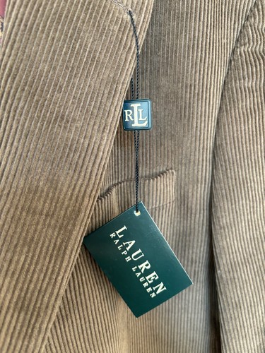 Blazer cappotto sportivo Lauren Ralph Lauren marrone velluto a coste 100% cotone nuovo con etichette taglia 44R - Foto 4 di 9