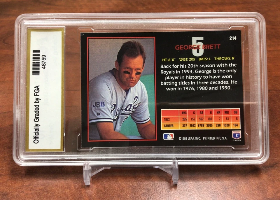 1993 Triple Play George Brett  Kansas City Royals-#214 FGA Graded Gem Mint 10 - Image 2 of 2