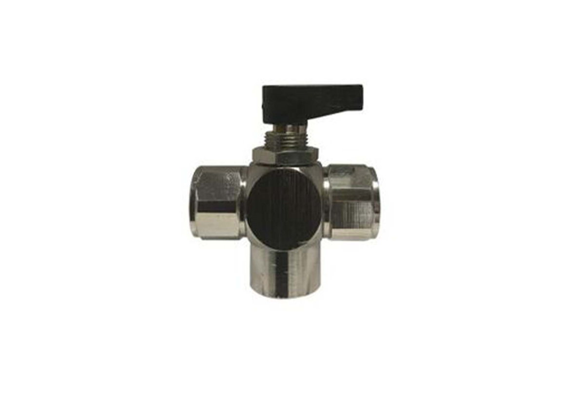 3 Way Ball Valve, Panel Mounted, 1/4