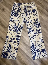 Roberto Cavalli Y2K Floral Straight Cotton Pants Ankle Zips Size M-L