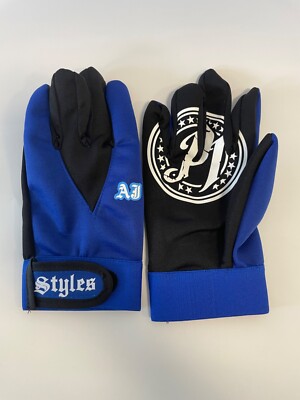 Authentic AJ Styles Wrestling Gloves. Black & Blue Replica Set