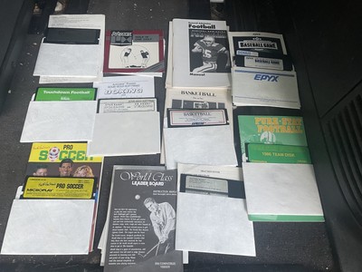 Commodore 64 lot of 15 Games Soccer, Basketball Golf, Boxing, Football Manuals