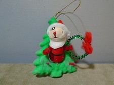 VINTAGE FLOCKED STYROFOAM SANTA IN A TREE 3.75 ORNAMENT UNBRANDED CB3482