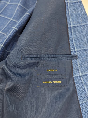 Stafford Blazer costume manteau de sport veste lin mélange laine plaid non structuré 48 L - Photo 8/14