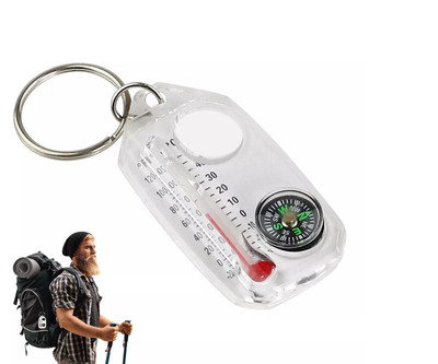 2025 Portable Compass Thermometer Keyring Outdoor Hiking Camping Survival Tool