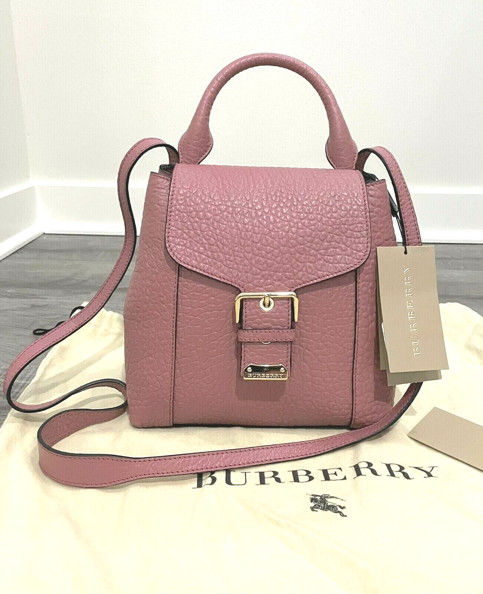 BURBERRY BELMONT Grain Leather Crossbody Backpack Convertible Pink