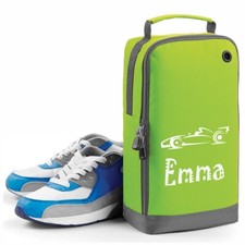 Personalised Boot Bag Printed with Name Perfect for Football/Rugby/Trainer -Lime