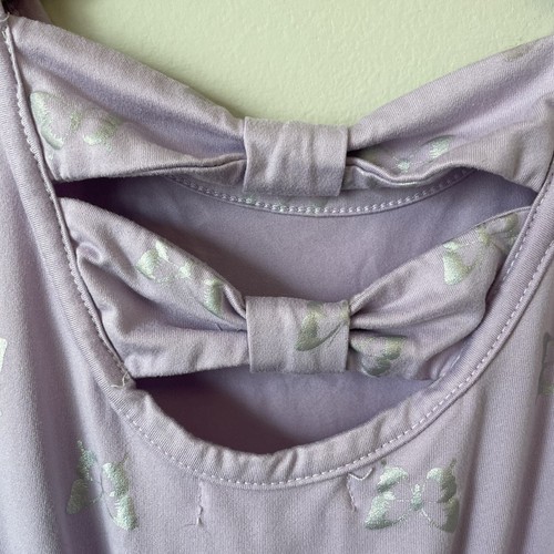 Poof Girls Jumpsuit Sz Large L 7-8 Lavender Silver Metallic Butterflies Uni Suit - Picture 4 of 7