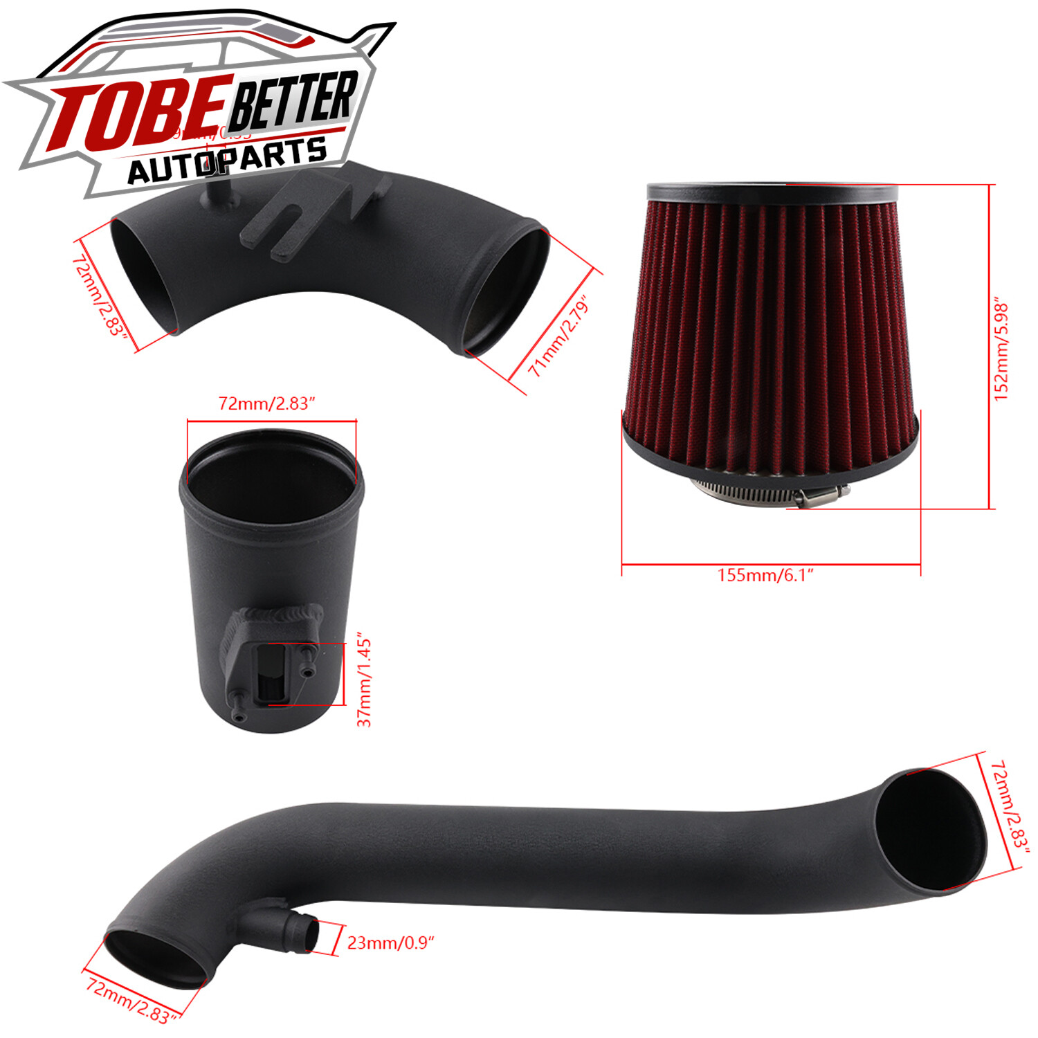 RED Filter Cold Air Intake For VW Passat 2.0L TSI Turbo 07-16 /AUDI A3 S3 09-13