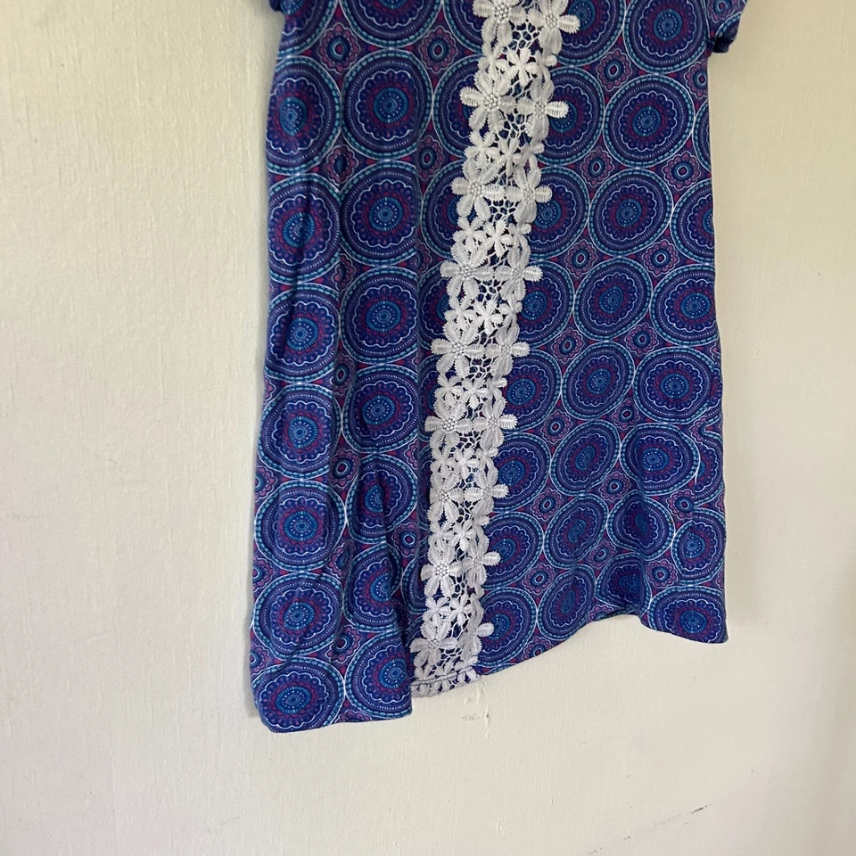 Vestido recto J.Khaki niñas talla 6 azul manga corta detalle encaje Foto 3 de 4