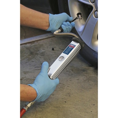 Sealey Tyre Inflator Long Type with Twin Push-On Connector Garage Workshop DIY - Picture 7 of 8