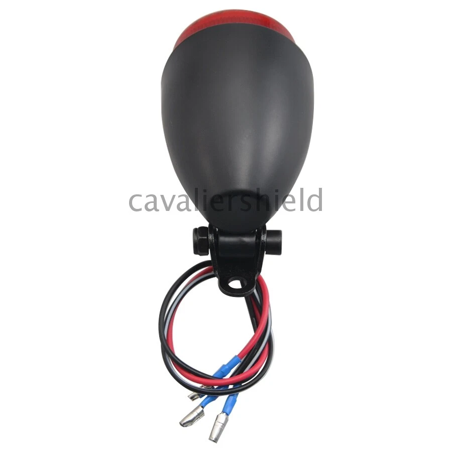 Universal Motorcycle Retro Black Housing Rear Brake Red Lens Round Tail Light — 第 3/4 张图片