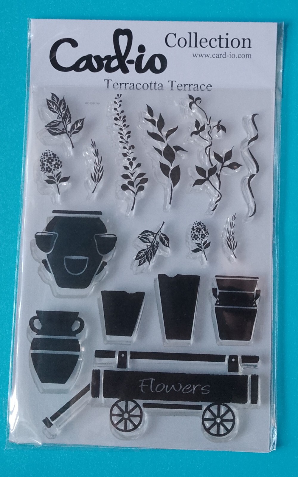 CARD-IO  Collection   TERRACOTTA TERRACE  CCSTTER-01  STAMP SET pullcart & pots