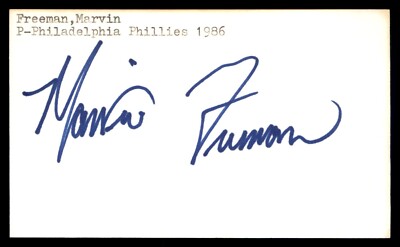 Marvin Freeman Baseball Signed Index Card Auto Autograph (no COA) *e2
