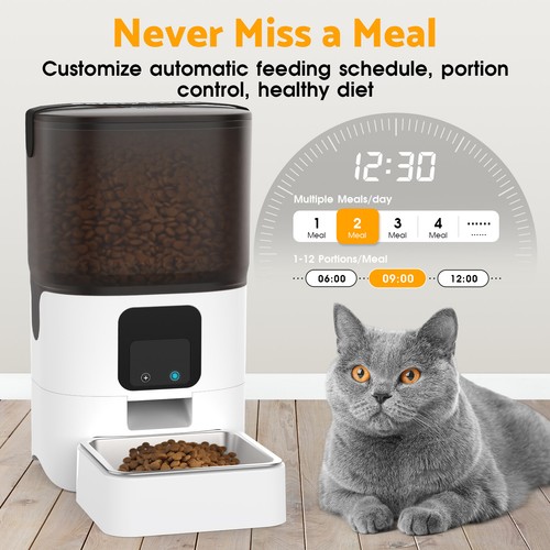 GBPet 6L Automatic Pet Feeder Cat Dog Food Dispenser Bowl 5G WiFi APP Time Feed - Picture 5 of 12