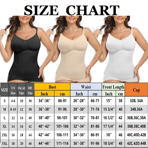 Women V-Neck Compression Cami Vest Tummy Control Body Shaper Camisole Plus Size - Picture 2 of 20