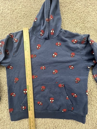 Marvel Spiderman Print Long Sleeve Pullover Hoodie Kangaroo Pouch Boys Sz Large - Picture 7 of 11