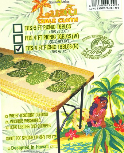 Hawaiian Fitted Tablecloth 4 x 2 feet picnic table Luau party cover ( 6 colors) - Picture 5 of 11