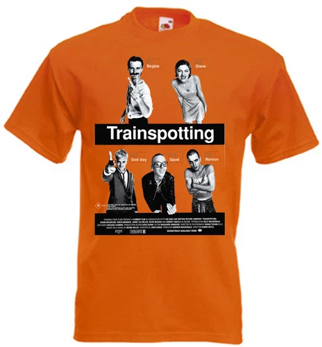 TRAINSPOTTING Movie Poster T shirt Orange all sizes