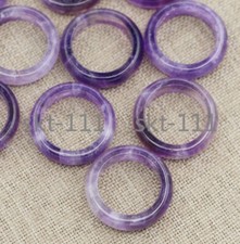 Natural Genuine Brazil Purple amethyst Band Ring Health Healing 16-20mm