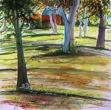 Fall Landscape WATERCOLOR Painting JMW Art John Williams Expressionism