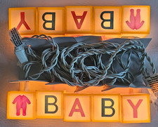 String of 10 BABY BLOCK LIGHTS For NURSERY 1.5" Cube 7.5 Ft Long BABIES NEWBORNS