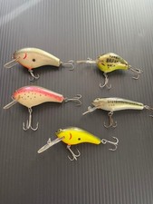Bagley 5-Pc Balsa B Crankbait Old Collectible Crack Used for Bass