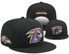 Baltimore Ravens Snapback Hat Adjustable Fit Flat Brim Embroidered Logo Cap