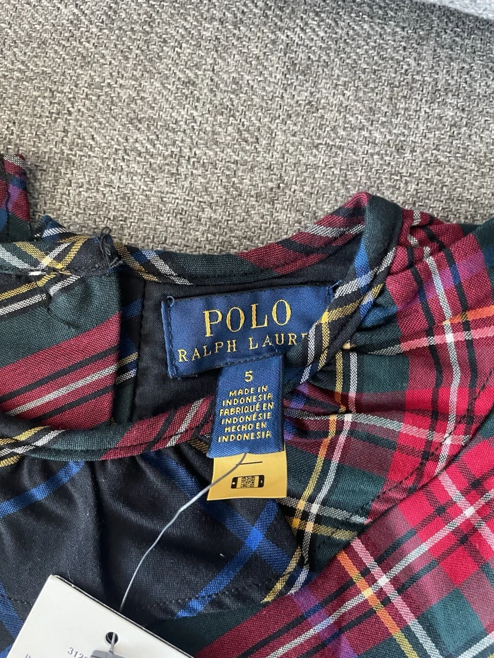 POLO RALPH LAUREN Little Girl's Plaid Tartan Bow-Accented Holiday Dress - Size 5 - Image 4 of 4