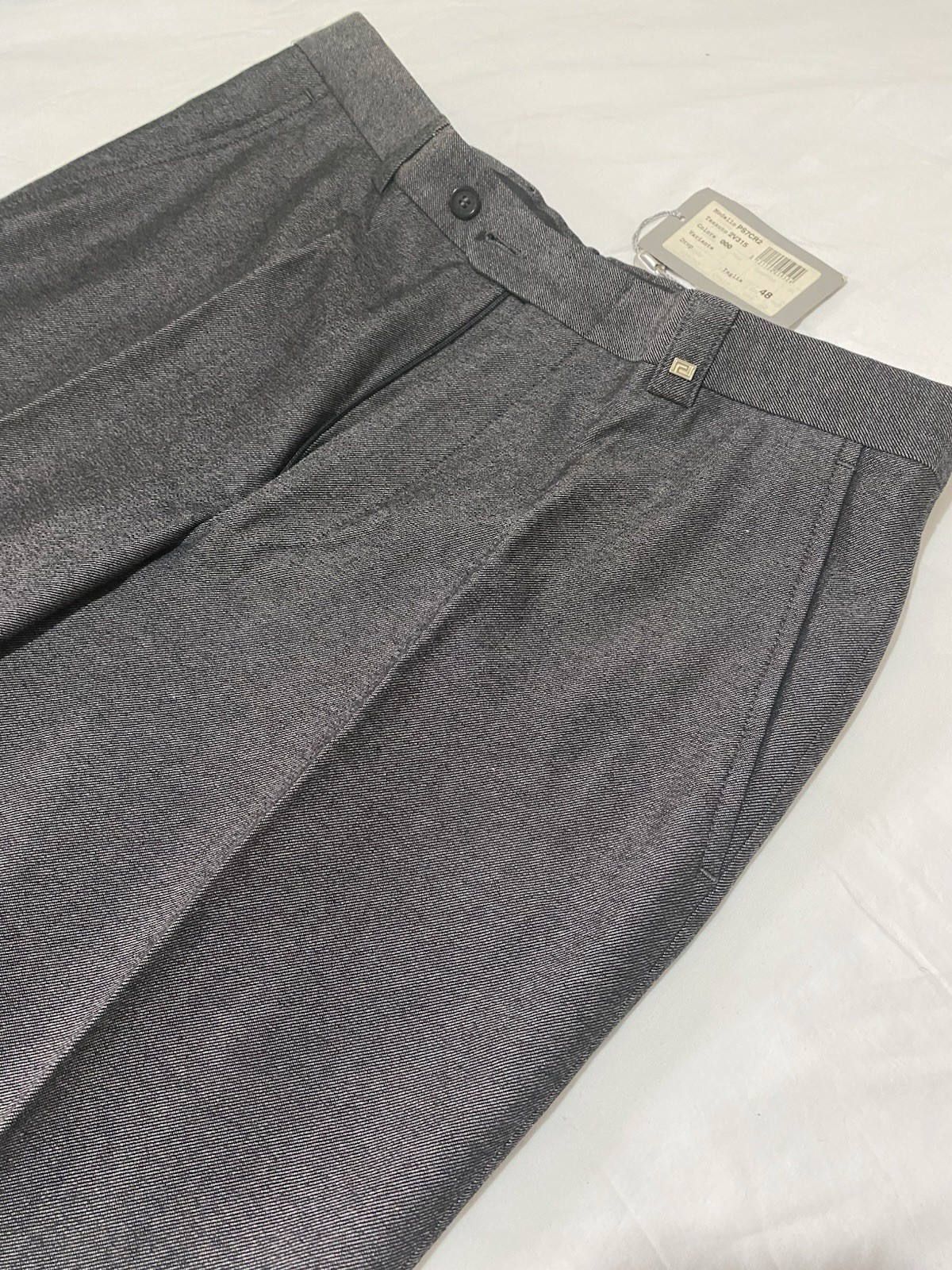 Pantalón Versace Clásico de Lana para Hombre W34 L32 Gris Pierna Recta Hecho en Italia Cremallera