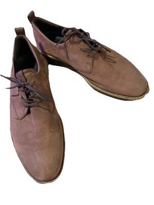 ECCO Mens Dress Shoe Sz 9 Suede Kenton Plain Toe Oxford in Dark Clay Preowned