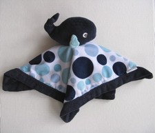 Carters Plush Lovey Whale Baby Blue Aqua Polka Dots Soft Toy Security Blanket