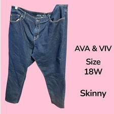 Ava  Viv SKINNY Womens Jeans Blue Plus 18W Cotton Blend Stretch  D 