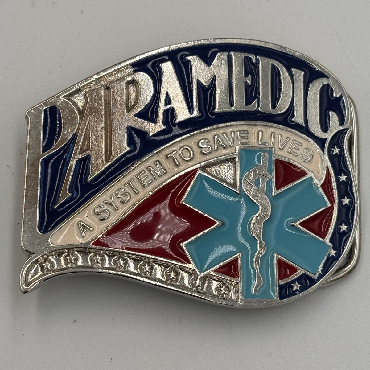Vintage Paramedic Belt Buckle Star of Life A System to Save Lives Made in USA