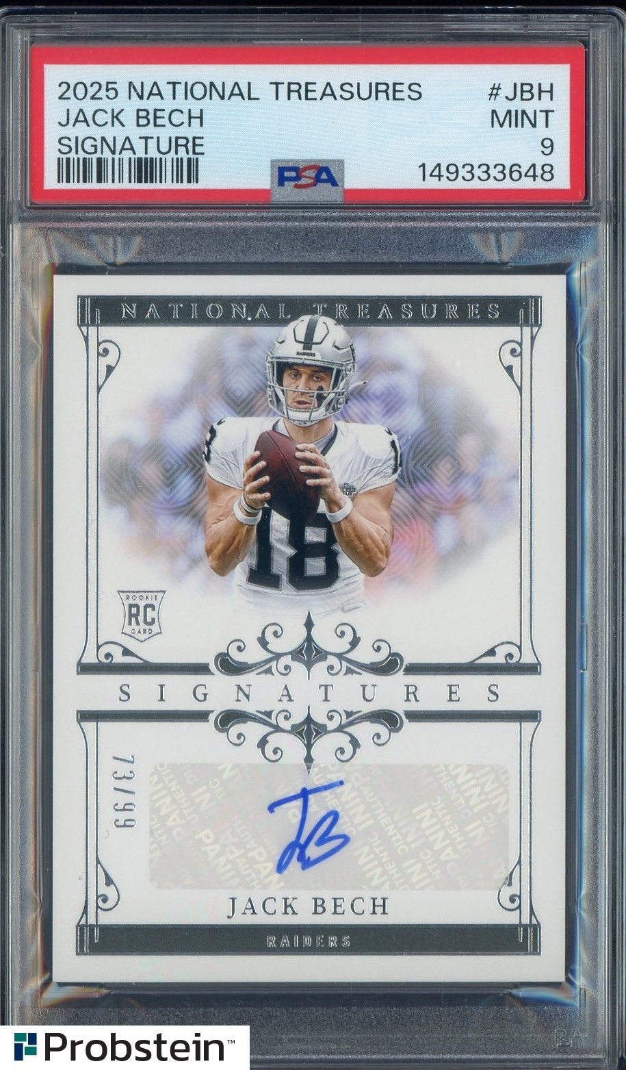 Jack Bech Panini National Treasures Signatures #JBH Base