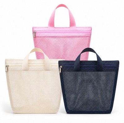 3pc Mesh Shower Caddy Bag Quick Dry Hanging Toiletry Organizer w/ Zipper Pocket