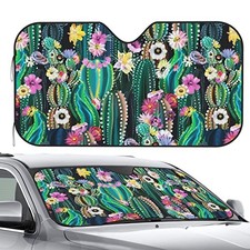 Front Window Car Sun Shade Windshield- Cactus Cacti Flower Abstract Foldable