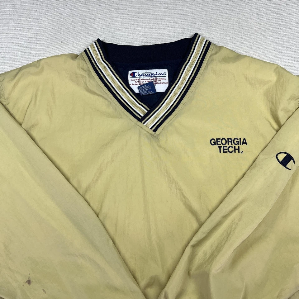 Chaqueta de Colección Años 90 Georgia Tech Para Hombre XL Dorada NCAA Baloncesto Pullover Campeón Foto 3 de 4