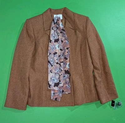 Le Suit Blazer Jacket Petite 14 Women's Rust Orange NWT Corpcore Professional