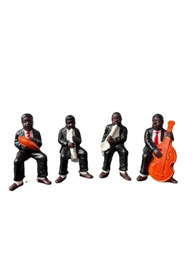 Vintage Jazz Band Figurine Set – 4 Musician Figures Miniatur Vintage vintage concert t-shirt, vintage, single stitch, B+ condition
