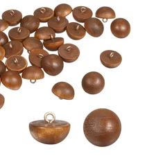 10pcs Wood Buttons 0.71" Mushroom Domed Sewing Button with Shank, Brown