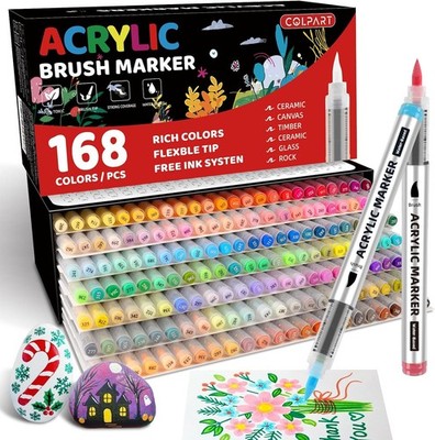 colpart Pens Acrylstifte für Steine wasserfest-168 Farben Steine Bemalen 