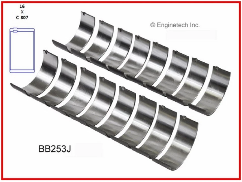 Chevrolet Chevy GMC SBC 350 5.7 1968 - 1986 Varilla Enginetech - Rodamientos principales Foto 3 de 4