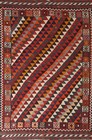 Vegetable Dye Kilim Reversible Area Rug 5x8 Wool Hand-woven Tribal Carpet