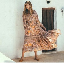Spell And The Gypsy Dress S Amethyst Maxi Midi Gown Fully Lined Boho Long Sleeve