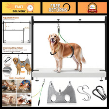 H Shape Dog Grooming Arm with Hammock, Adjustable 42" Height, 31-43" Width